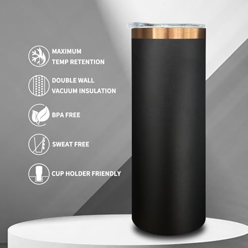 20 oz Skinny Tumblers Bulk with Lids and Straws Black,4 pack - Image 4