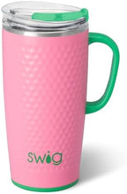 Swig Life 22oz Travel Mug, Insulated Tumbler with Handle and Lid, Travel Coffee Mug, Cup Holder Friendly, Stainless Steel 22 oz Tumbler, Reusable Insulated with Lid (Azalea Golf Ball) by SwigLife