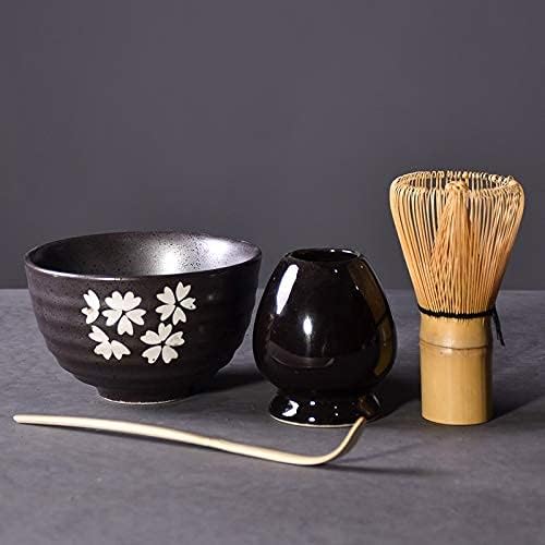 Matcha Bowl Japanese Matcha Tea Set4pcs/Set Traditional Matcha Giftset Bamboo Matcha Whisk Scoop Ceremic Matcha Bowl Whisk Holder Tea Sets Traditional Tea Bowls Set (Style C) - Image 3