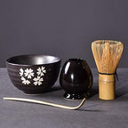 Matcha Bowl Japanese Matcha Tea Set4pcs/Set Traditional Matcha Giftset Bamboo Matcha Whisk Scoop Ceremic Matcha Bowl Whisk Holder Tea Sets Traditional Tea Bowls Set (Style G) - Image 3