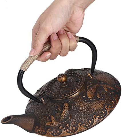 0.9L Cast Iron Teapot with Enamel Interior for Brewing by Vistreck