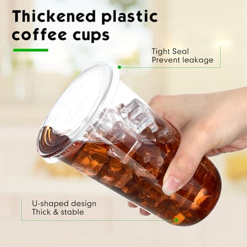 Ziliny 50 Sets 18oz Clear Plastic Cups with Lids and Straws Disposable Cups - Image 4