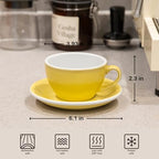 Loveramics Coffee Cup Ceramic, 8 oz Latte Art Cup with Saucer for Cappuccino, Tea, Espresso, Thick - walled stoneware Cappuccino mug Set for Cafe and Barista - Potters Colours (Butter Cup, 8OZ) - Image 5