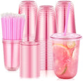 tchrules 100 Set 16oz Pink Plastic Disposable Cups with Lids and Straws by TCHRULESHOME