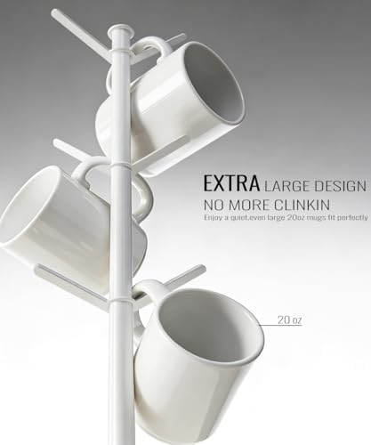 VROOMIUM Ceramic Coffee Mug Holder,Extra-Large and Stable, Fits 20oz, White - Image 6