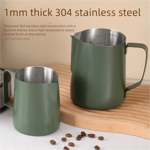 Milk Frother Cup Stainless Steel 350/600ML Coffee Milk Frothing Pitcher Jug 304 Stainless Steel Latte Cup, With Scale Frother Utensils(Red 350ML 1Pcs) - Image 6