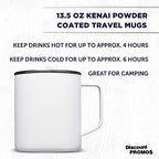DISCOUNT PROMOS Kenai Powder Coated Travel Mugs 13.5 oz. Set of 6, Bulk Pack - Double Wall, Perfect for Coffee, Hot Cocoa, Other Hot & Cold Beverages - White - Image 3
