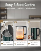 1.7L Stainless Steel Electric Kettle with Temperature Control – Green - Image 3