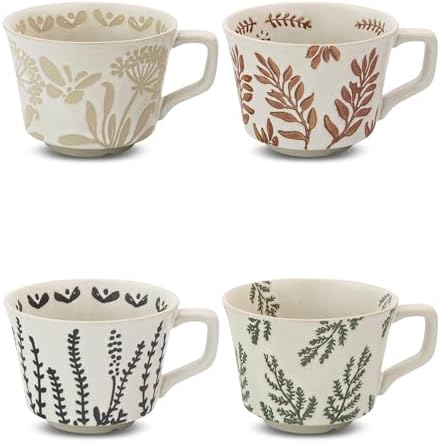 11 oz Ceramic Coffee Mug, Stoneware Teacup with Handle by LINVIA