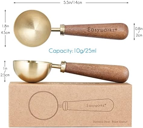 Easyworkz Gage Gooseneck Pour Over Coffee Kettle 20 oz (Black), Bundled with Easyworkz Retro Stainless Steel Coffee Spoon With Black Walnut Handle,10g - Measuring Spoon (Brushed gold) - Image 6