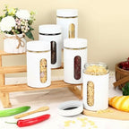 Mimorou 6 Pack 32 oz Airtight Stainless Steel Kitchen Canisters, White - Image 3