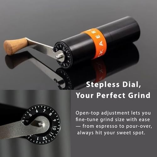 Aergrind Stepless Manual Coffee Grinder, 38mm Pro Burr, Top Dial Adjustment, Foldable Handle, Ultra-Portable Design for Espresso, Aeropress, Pour Over, Travel & Office, Black - Image 3