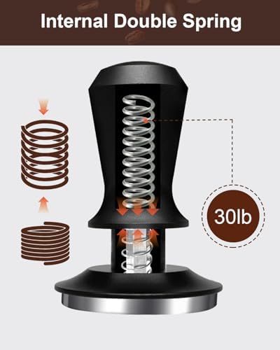 51mm Espresso Tamper, 30lbs Spring Loaded, Aluminum Handle, Ripple Base - Image 4