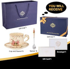 YOLIFE Tea Cups and Saucers Set of 6, 8 OZ Flowering Shrubs(with Gift Box) - Image 4