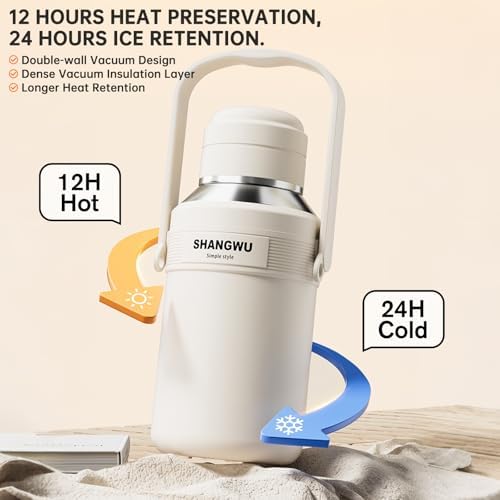 SHANGWU 40OZ Large Insulated Tumbler, 316 Food Grade Stainless Steel Vacuum Travel Cup, 24H Hot Cold for Camping Sports Outdoor(Gentleman Black, 40OZ 316 Stainless Steel Vacuum Insulated Water Bottle) - Image 4