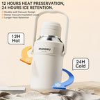 SHANGWU 40OZ Large Insulated Tumbler, 316 Food Grade Stainless Steel Vacuum Travel Cup, 24H Hot Cold for Camping Sports Outdoor (Ivory White-40OZ 316 Stainless Steel Vacuum Insulated Water Bottle) - Image 6