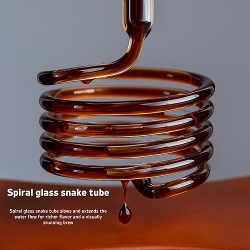 Nispira Cold Brew Drip Tower Iced Coffee Maker Glass Wooden Stand 25 Cups white - Image 4