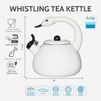 Whistling Tea Kettle for Stove Top Enamel on Steel Teakettle, Supreme Housewares White Swan Design Teapot Water Kettle Cute Kitchen Accessories Teteras (2.1 Quart, Swan) - Image 2