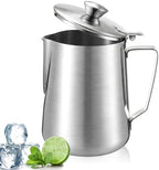 1 Pcs 67 Oz/ 2 L Stainless Steel Pitcher with Lid Milk Frothing Jug by Acellegic