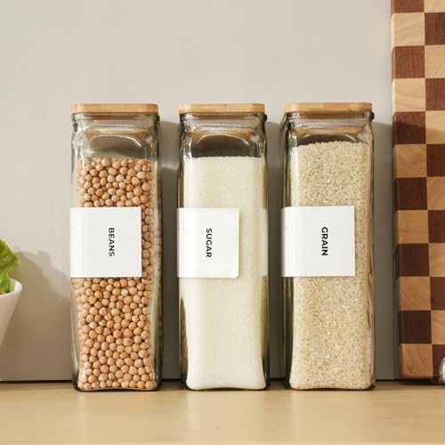 APT 1101 Glass Storage Jars with Bamboo Lid, glass canisters with airtight lids, Clear jars with lids for Spice, Cookie, Candy, Tea, Coffee Bean and Rice (White, 67 oz, Set of 3) - Image 6