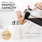 Kaffe Glass French Press Coffee Maker (27oz / 0.8L) - Double-Wall Insulated Borosilicate Glass Coffee Press - Travel & Camping - Homemade French Press Coffee - Image 7