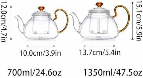 Removable Glass teapot with Infuser Home Tea Brewer Tea Set Large Capacity Portable Tea Kettle Container Cleanable (Without Cup 700ml) - Image 2