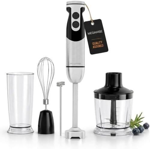 MEGAWISE 1000W Hand Blender,Multi-Attachment Immersion Blender with Chopper by MEGAWISE