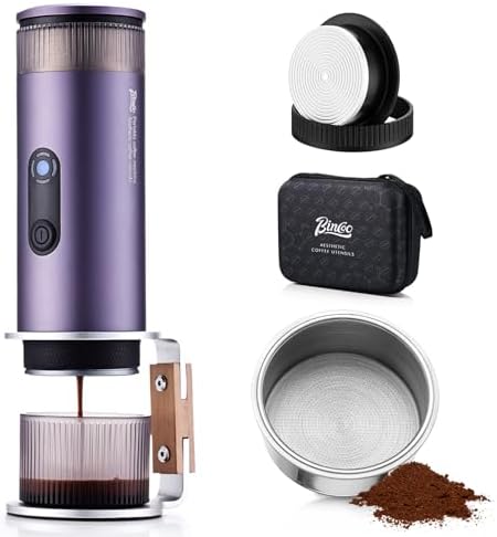 Bincoo Portable Electric Espresso Machine with Stand, Self-Heating, 20 Bar Car Coffee Maker Double Shot Travel Coffee Machine for Camping, Travel, RV, Hiking, Office, H1pro by Bincoo