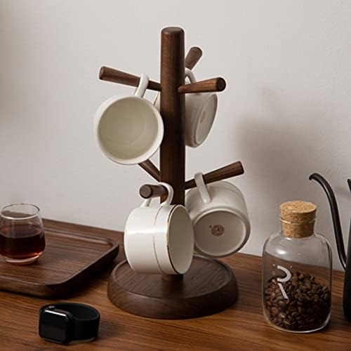 LIU- Wooden Mug Holder Tree,Coffee Cup Holder,Countertop Mug Stand with 6 Hooks, for Coffee Counter Bar Accessory (Color : Beech) - Image 2