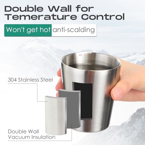 Mimorou 8 Pack Stainless Steel Insulated Cup 8.8 oz Metal Tumbler Double Wall Vacuum Water Glasses Camping Reusable Mugs BBQ Home Office Party Coffee(Silver) - Image 3