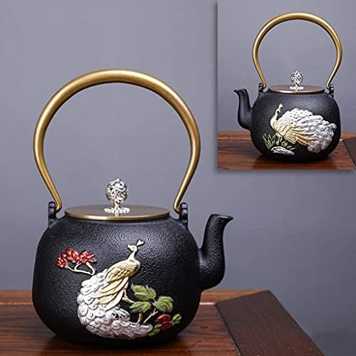 LJYT Teapot Teapots Cast Iron Handmade Teapot Loose Leaf Teapot Filter Heat Tea Kettle Single Home kettle Uncoated vintage cast iron kettle (Color : Peacock) by Unknown