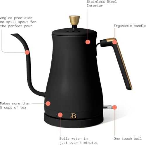 1-Liter Electric Gooseneck Kettle 1200 W, Drew Barrymore (Black Sesame) - Image 3