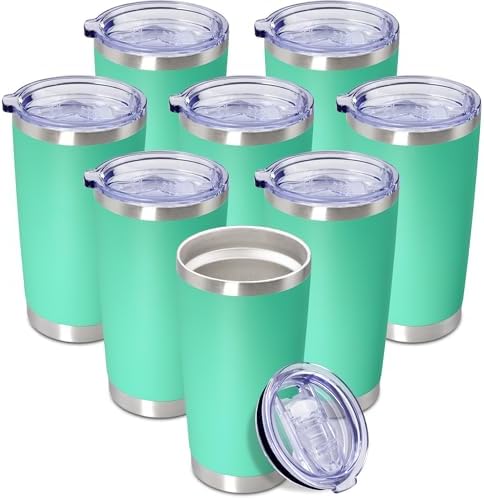 20oz Tumbler Insulated Coffee Tumblers with Lid StainlessSteel LightBlue 8P by AEPDTD