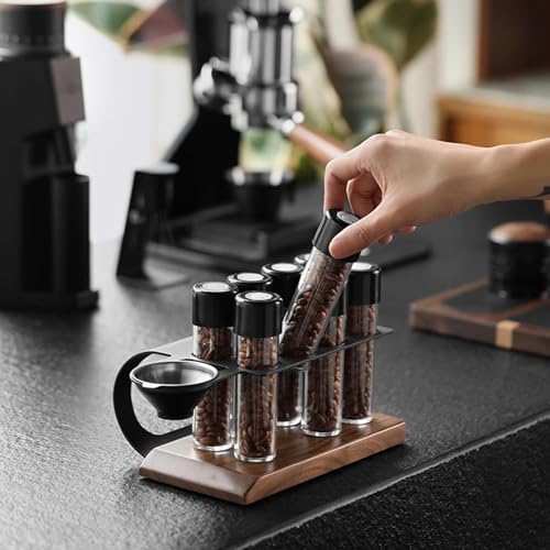 Coffee Bean Storage Tubes,Single Dose,Borosilicate Glass,One-Way Valve Cap,Walnut Base,20-26g Capacity,Coffee Bean Cellar - Image 2