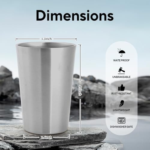 5 Pcs 12 oz Small Metal Cup, Double Wall Vacuum Stainless Steel Insulated Cup, Reusable Camping Cups Unbreakable Indoor Outdoor for Party, Home, Office, BBQ, Silver - Image 2