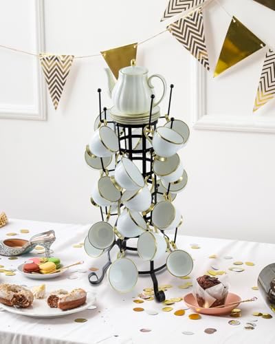 MyGift 24 Hook Rustic Mug Tree Holder for Coffee Cups & Glasses Rack - Image 7