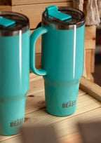 Beast 42 oz Tumbler with Handle Stainless Steel Vacuum Insulated Coffee Ice Cup Double Wall Travel Flask (Aquamarine Blue) - Image 2