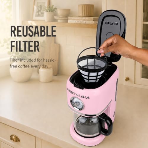 Nostalgia Classic Retro 10 Cup Coffee Maker, Pink - Image 7