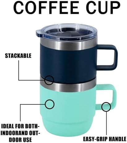 6 oz Stackable Mug, Stainless Steel cup with handle, Vacuum Insulated Espresso/Coffee Mug, shot Glass Set for 2-Piece Set for Coffee, Spirits, Wine, Tea-purple - Image 3