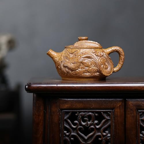 Tea Kettle Creative Chinese Hand-Carved Dragon Teapot Tea Art Retro Tea Maker Ceramic Tea Infuser - Image 6