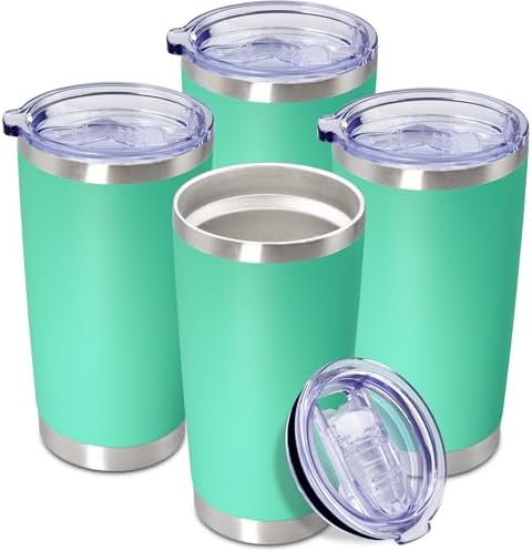 20oz Tumbler Insulated Coffee Tumblers with Lid StainlessSteel LightBlue 4P by AEPDTD
