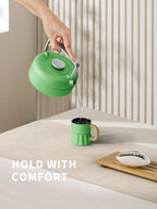 Toptier Teapot with Removable Infuser, Cast Iron Tea Kettle Stovetop Safe, Solid Geometry Cylinder Design Tea Pot Coated with Enameled Interior for 27 Ounce (800 ml), Emerald Green - Image 4