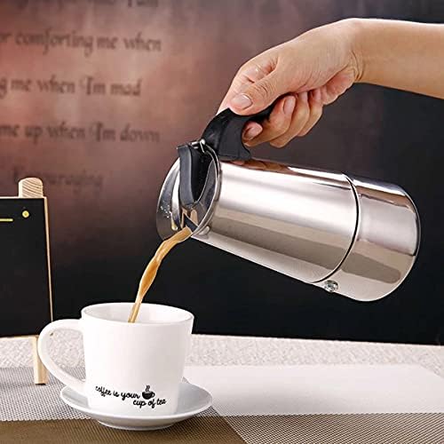 4/9 Cups Coffee Maker Pot Stainless Steel Mocha Espresso Latte WIth Electric stove Filter Moka Coffee Maker Pot for Kitchen (9 cups 450ML) - Image 4