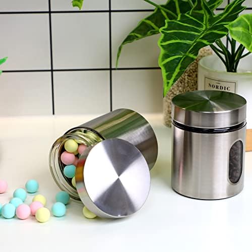 Mimorou 6 Pack 20 oz Stainless Steel Kitchen Canisters with Window, Silver - Image 3