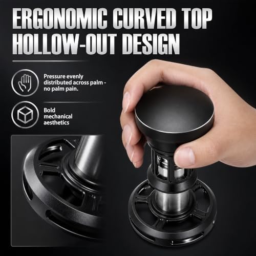 58mm Spring-Loaded Tamper, Coffee Espresso Tamper with 3 Spring Precision System – Auto Rebound, Leveling Spring, All Metal Body with SUS304 Threaded Base, Ergonomic Curved Top for Espresso Machine - Image 5
