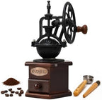 Vintage Manual Coffee Grinder with Cast Iron Ferris Wheel Hand Crank, Wooden Coffee Mill with Ceramic Burr, Adjustable Grind Size for Espresso, French Press, Pour Over, Home Barista Coffee Gift by Unknown