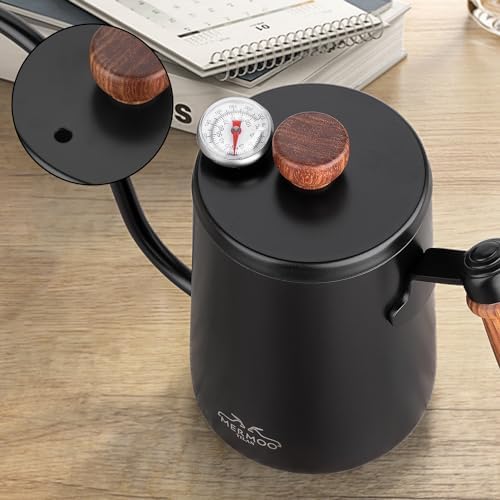 MERMOO YILAN Coffee Kettle Pour Over Coffee Maker 600ml Tea Pot Gooseneck Kettle Stovetop Stainless Kettle with Anti-scald Handle(silver) - Image 5