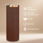 20 oz Skinny Tumblers Bulk with Lids and Straws Brown,4 pack - Image 3
