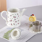 Vintage Floral Tea Pot with Infuser, 45oz, Ceramic Teapot with Tea Strainers for Loose Leaf Tea, Rose Teapots for Tea Party - Image 3