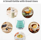 Travel Kettle, Portable Electric Kettle, Collapsible Tea Kettle Travel, Hot Water Boiler Electric, Food Grade Silicone, Auto Shut off and Keep Warm, 110V 555ml Green - Image 3